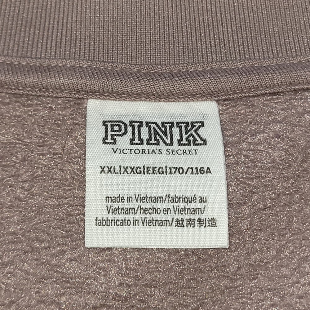XXL or 2X VS Pink Cotton Blend V-Neck Cropped Sweatshirt Iced Coffee - Picture 8 of 8